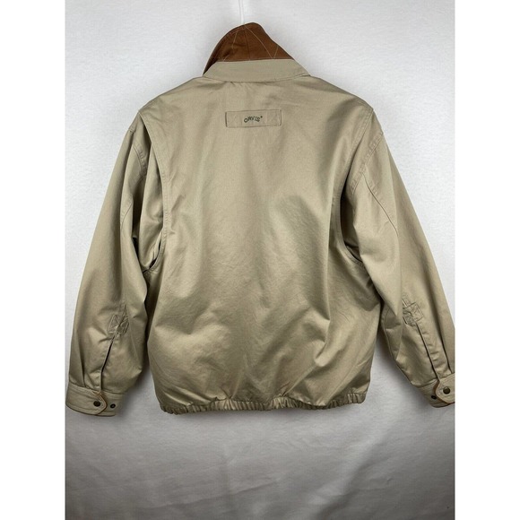 ORVIS Men’s M Jacket Leather Trim - Collar/Cuff Outdoor Work Canvas Tan Brown - Picture 4 of 5